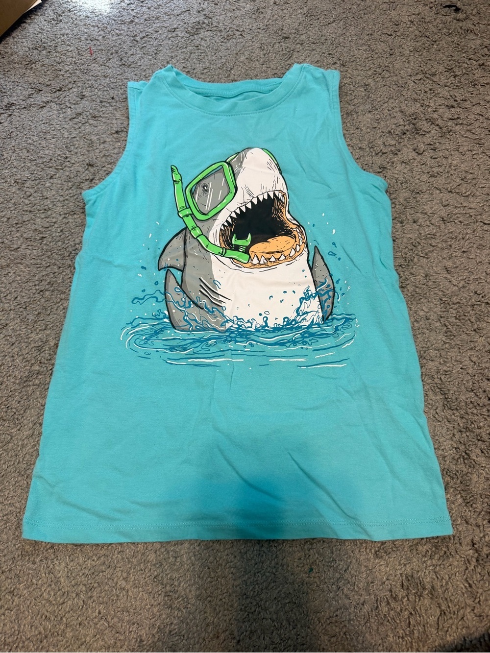 Cat & Jack Aqua Tank Top with Shark Snorkel Graphic